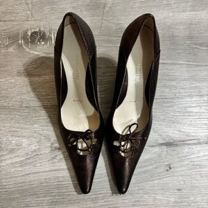 Amalfi Y2K Party Dark Brown Kitten Heels with Bow Detail Size 7